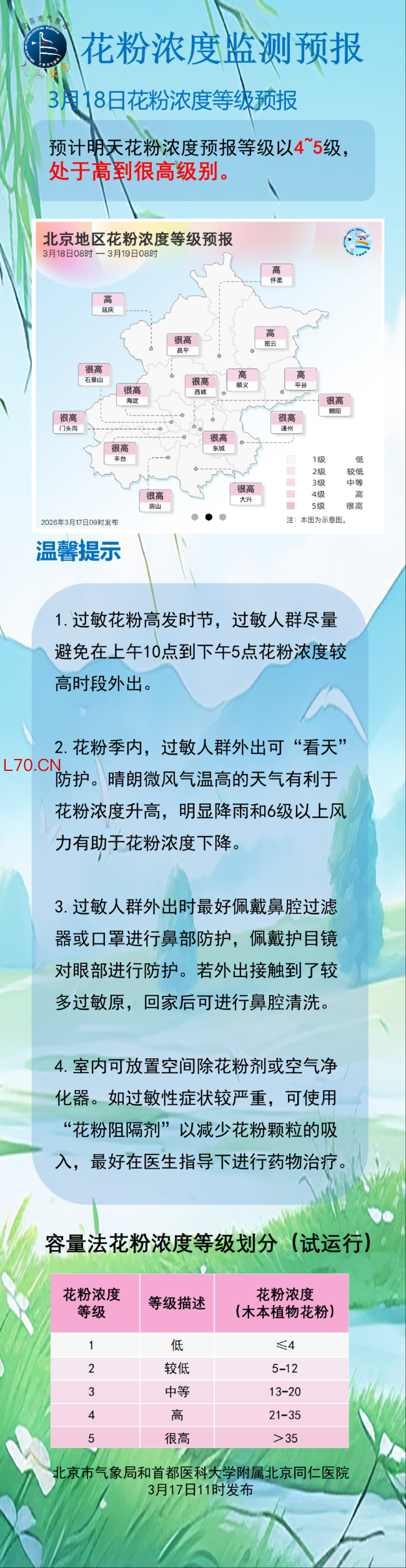 未来3天北京花粉浓度很高 敏感人群需加强防护