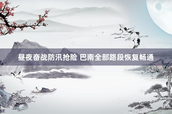 昼夜奋战防汛抢险 巴南全部路段恢复畅通