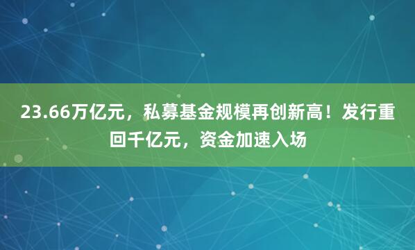 23.66万亿元，私募基金规模再创新高！发行重回千亿元，资金加速入场