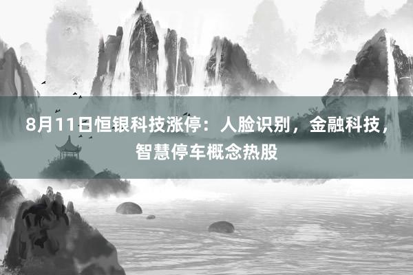 8月11日恒银科技涨停：人脸识别，金融科技，智慧停车概念热股