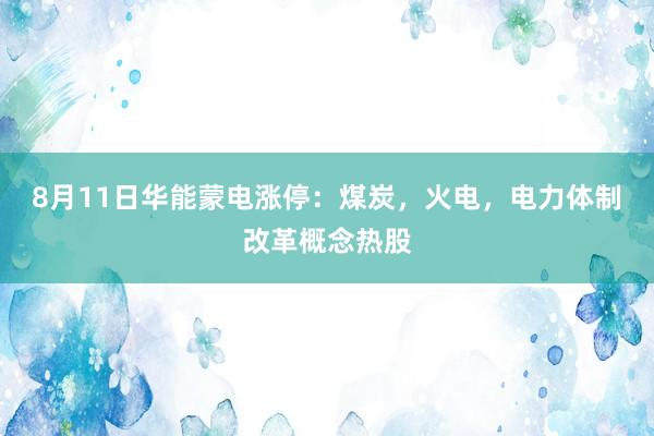8月11日华能蒙电涨停：煤炭，火电，电力体制改革概念热股
