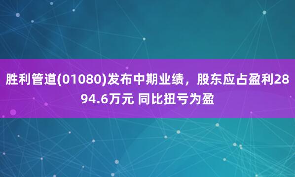 胜利管道(01080)发布中期业绩，股东应占盈利2894.6万元 同比扭亏为盈