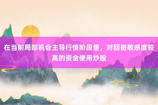 在当前局部机会主导行情阶段里，对回撤敏感度较高的资金使用炒股