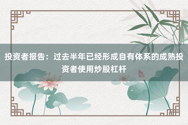 投资者报告：过去半年已经形成自有体系的成熟投资者使用炒股杠杆