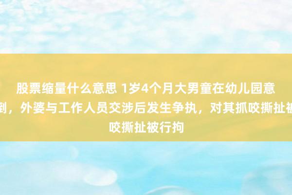 股票缩量什么意思 1岁4个月大男童在幼儿园意外摔倒，外婆与工作人员交涉后发生争执，对其抓咬撕扯被行拘