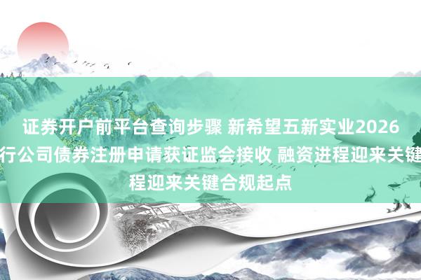 证券开户前平台查询步骤 新希望五新实业2026年公开发行公司债券注册申请获证监会接收 融资进程迎来关键合规起点
