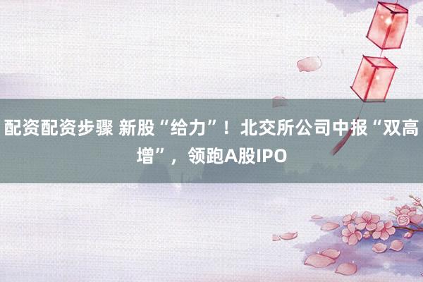 配资配资步骤 新股“给力”！北交所公司中报“双高增”，领跑A股IPO