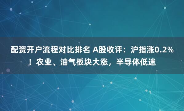 配资开户流程对比排名 A股收评：沪指涨0.2%！农业、油气板块大涨，半导体低迷