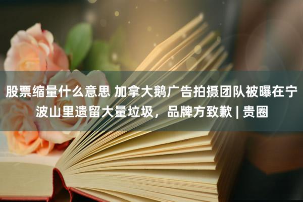 股票缩量什么意思 加拿大鹅广告拍摄团队被曝在宁波山里遗留大量垃圾，品牌方致歉 | 贵圈